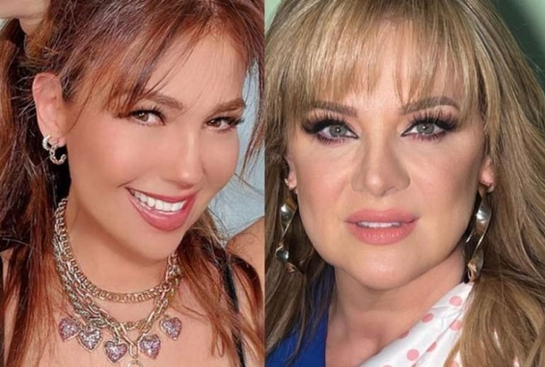 Erika Buenfil imita a Thalía mientras la maquillan